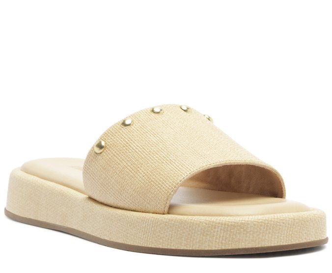 Sandália Faixa Única Tachas Branca