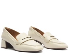 Mocassim Salto Bloco Loafer Branco