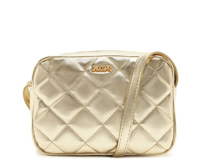 Bolsa Tiracolo Média Matelassê Triangular Arredondada Dourada
