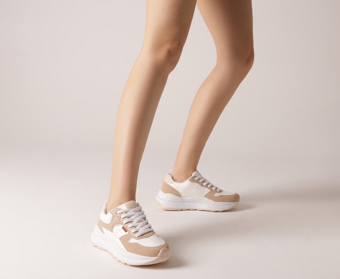 Tênis Sporty Robusto Branco e Nude Multineutro
