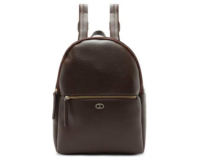 Mochila Média Zíper Frontal Marrom Curcuma