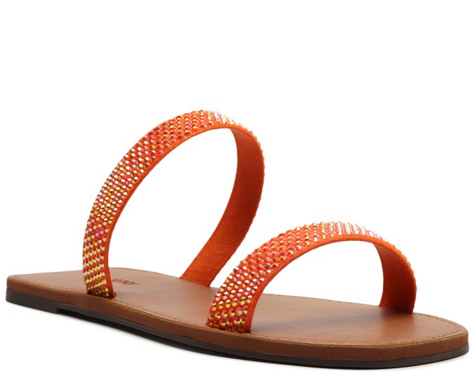 Rasteira Tiras Glam Laranja