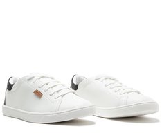 Tênis de Amarrar Branco e Preto Slim