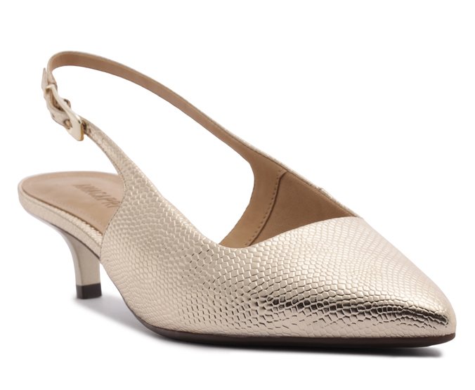Scarpin Salto Fino Dourado