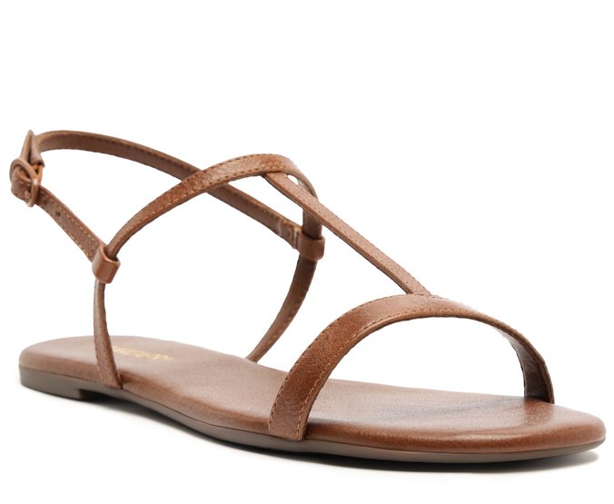 Sandália Rasteira Tiras Finas Marrom