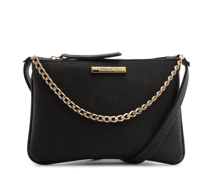 Bolsa Tiracolo Média Corrente Preta