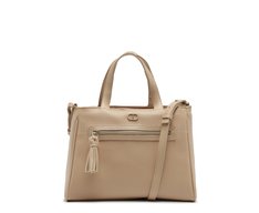 Bolsa Tote Média Bolso Frontal Barbicacho Bege