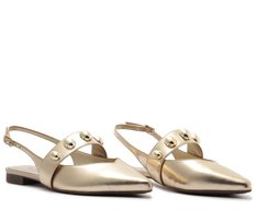 Sapatilha Slingback Maxi Tachas Dourada
