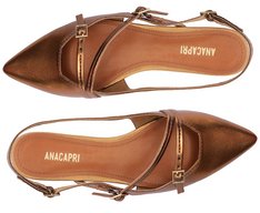 Sapatilha Slingback Salto Bloco Tiras Bronze
