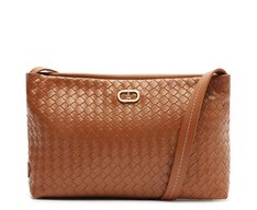 Bolsa Tiracolo Média Tresse Veneta Marrom