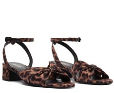 Sandália Salto Bloco Laço Animal Print