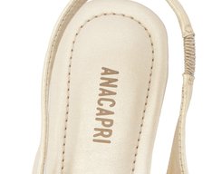 Sapatilha Slingback Laço Biqueira Dourada