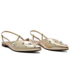 Sapatilha Slingback Maxi Tachas Dourada