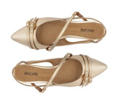 Sapatilha Slingback Fivela Dupla Dourada