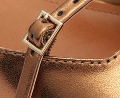 Sapatilha Slingback Salto Bloco Tiras Bronze