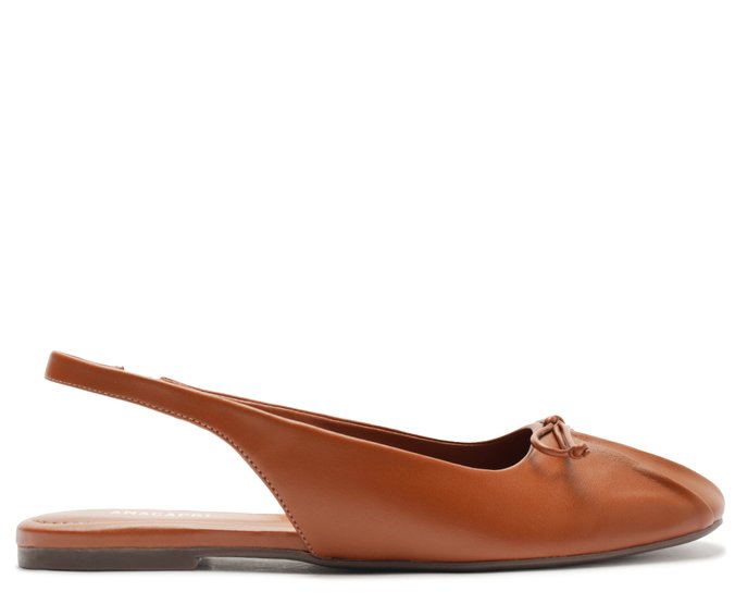Sapatilha Slingback Laço Biqueira Marrom