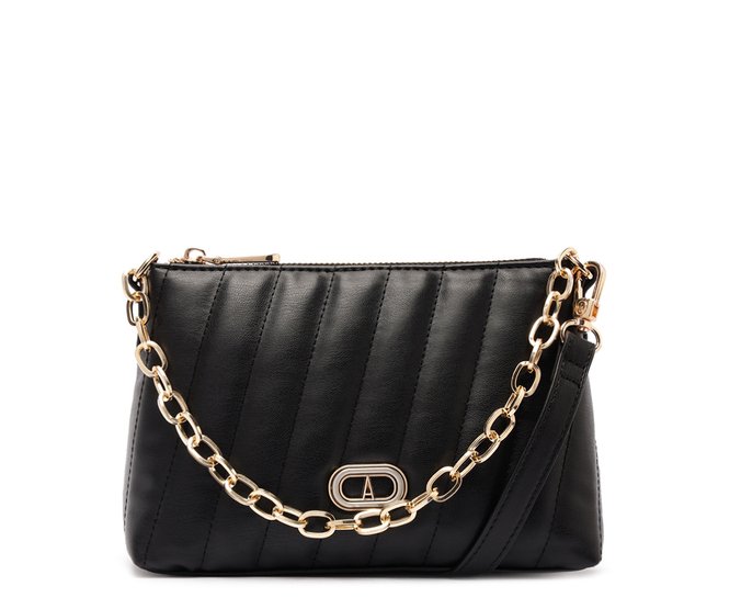 Bolsa Tiracolo Pequena Texturizada Corrente Preta
