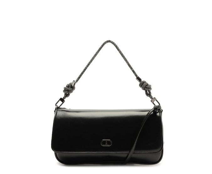 Bolsa Tiracolo Média Alça Glam Preta