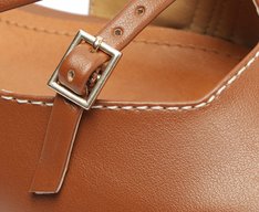 Sapatilha Slingback Salto Bloco Tiras Marrom