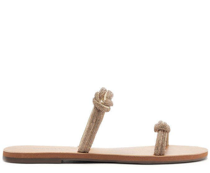 Rasteira Tiras Paralelas Nó Glam Dourada - 39