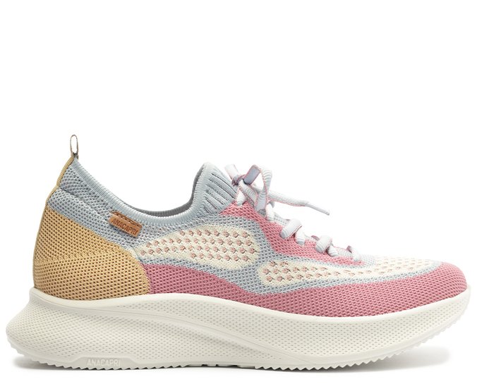Tênis Sporty Knit Sola alta Rosa E Azul