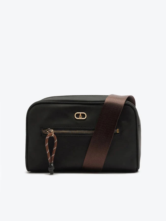 Bolsa Tiracolo Média Nylon Alça Fita Preta