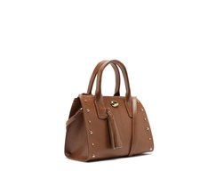 Bolsa Tote Pequena Tachas Marrom