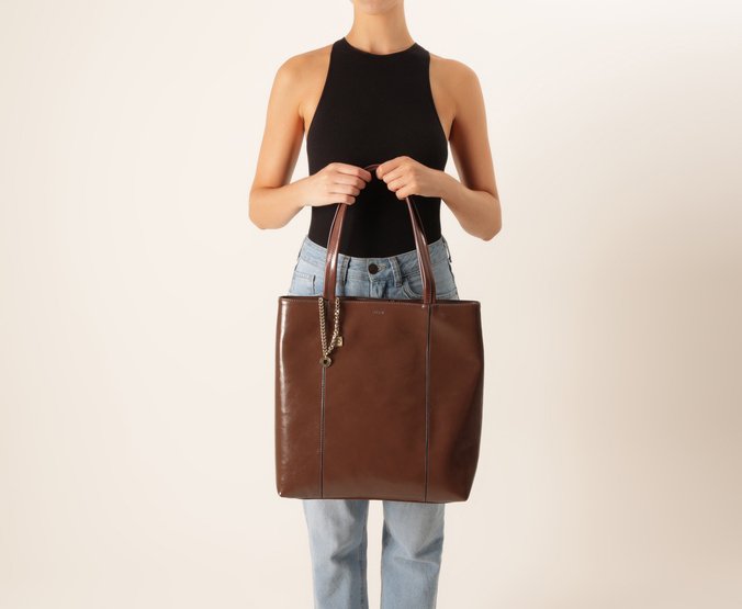 Bolsa Shopping Grande Madri Chaveiro Marrom