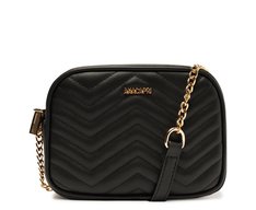 Bolsa Crossbody Média Preta Matelassê Zig Zag