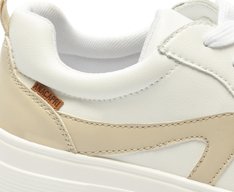 Tênis de Amarrar Sola Robusta Branco e Bege