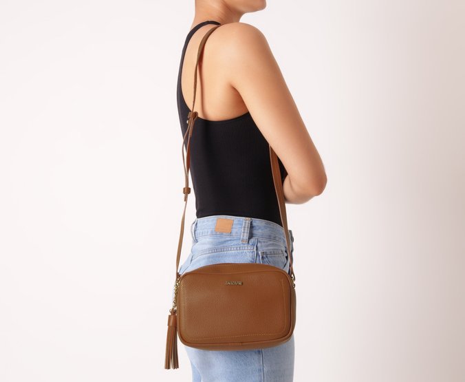 Bolsa Tiracolo Pequena Retangular Marrom