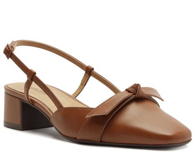 Scarpin Slingback Com Laço Marrom