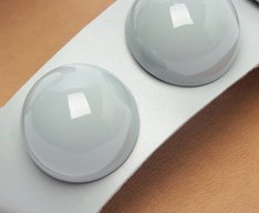 Rasteira Tiras Paralelas Esfera Pop Couro Azul