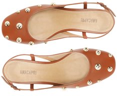 Sapatilha Slingback Maxi Tachas Salto Bloco Marrom