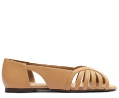 Sapatilha Peep Toe Recortes Vazados Bege
