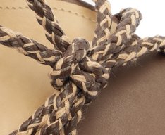 Sandália Tiras Salto Bloco Cordão Natural Marrom