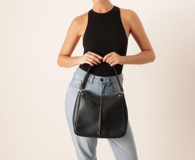 Bolsa Shopping Média Hobo Preta