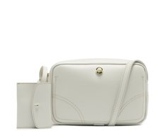 Bolsa Tiracolo Média Costura Ornamental Branca