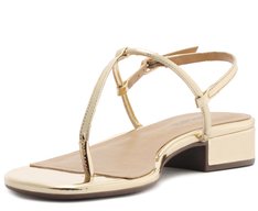 Sandália Slim Specchio Salto Bloco Dourada