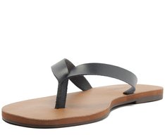 Rasteira Slim Tira Única Couro Azul
