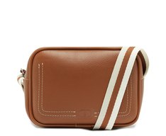 Bolsa Tiracolo Média Alça Bicolor Gorgurão Marrom
