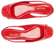 Sapatilha Slingback Laço Biqueira Verniz Vermelha