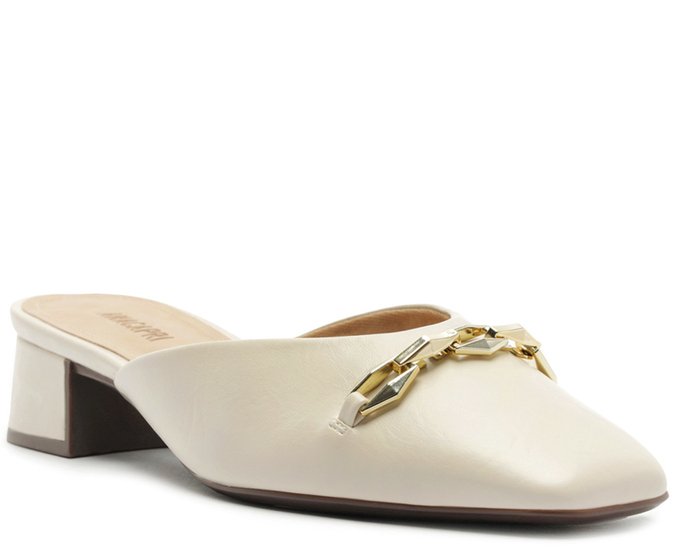 Mule Salto Bloco Corrente Branco