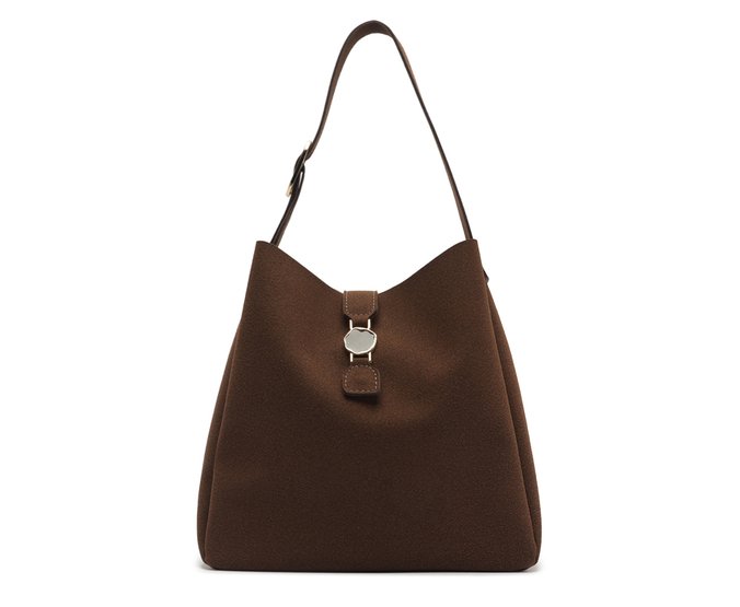 Bolsa Hobo Grande Fechamento Metal Marrom Coffee