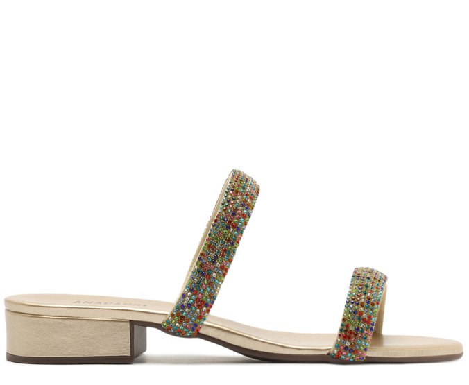 Sandália Mule Glam Espelhada Bege