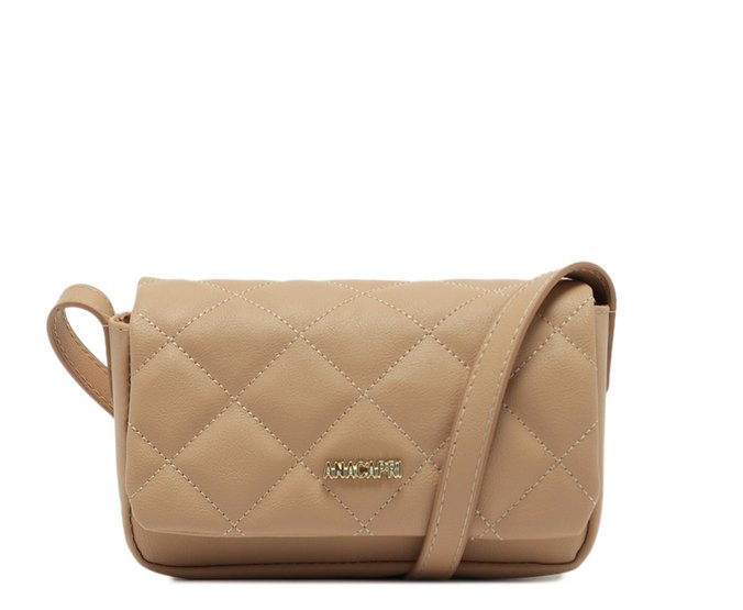 Bolsa Tiracolo Pequena Matelassê Triangular Envelope Bege