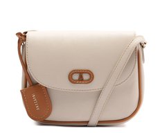 Bolsa Tiracolo Média Costura Ornamental Bicolor Branca