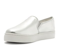 Tênis Slip On Sola Alta Liso Prata
