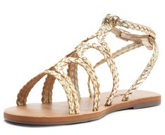Sandália Gladiadora Tiras Boho Dourada