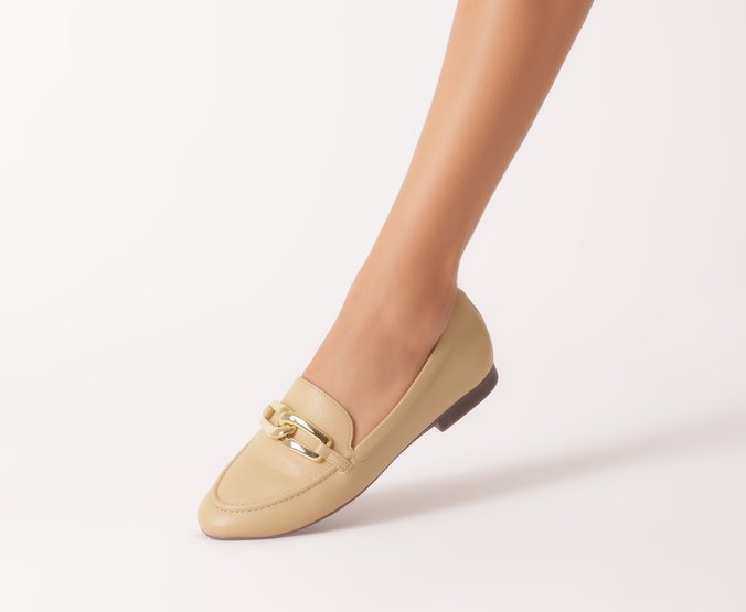 Mocassim Bridão Entrelaçado Bege